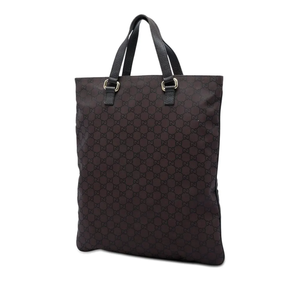 Gucci GG Nylon Tote Brown Polyamide Very good - Back View