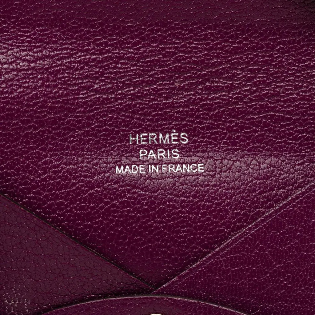 Hermès Chevre Mysore Calvi Card Holder Purple Leather Very good - Model View