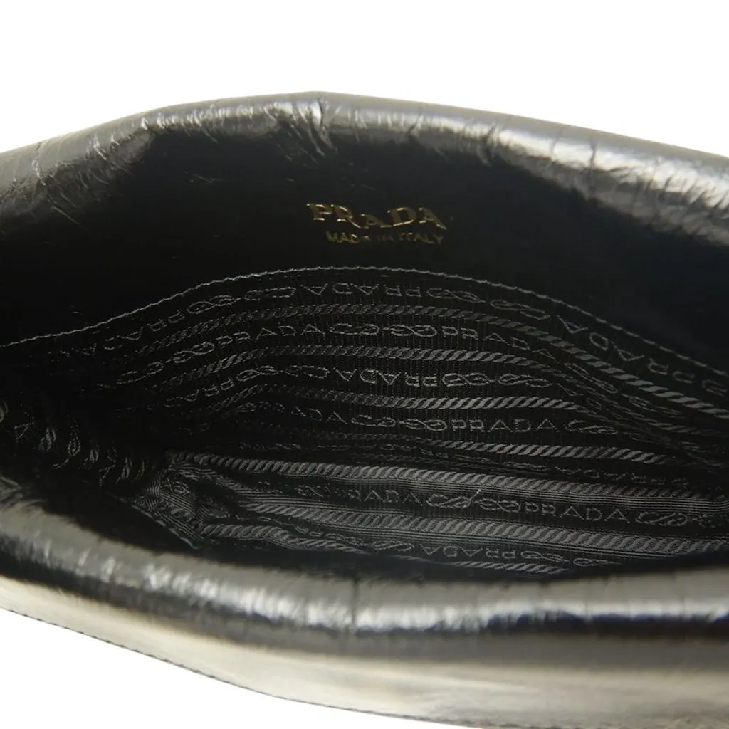 Prada Crinkled Calfskin Crossbody Black Leather Very good - Model View