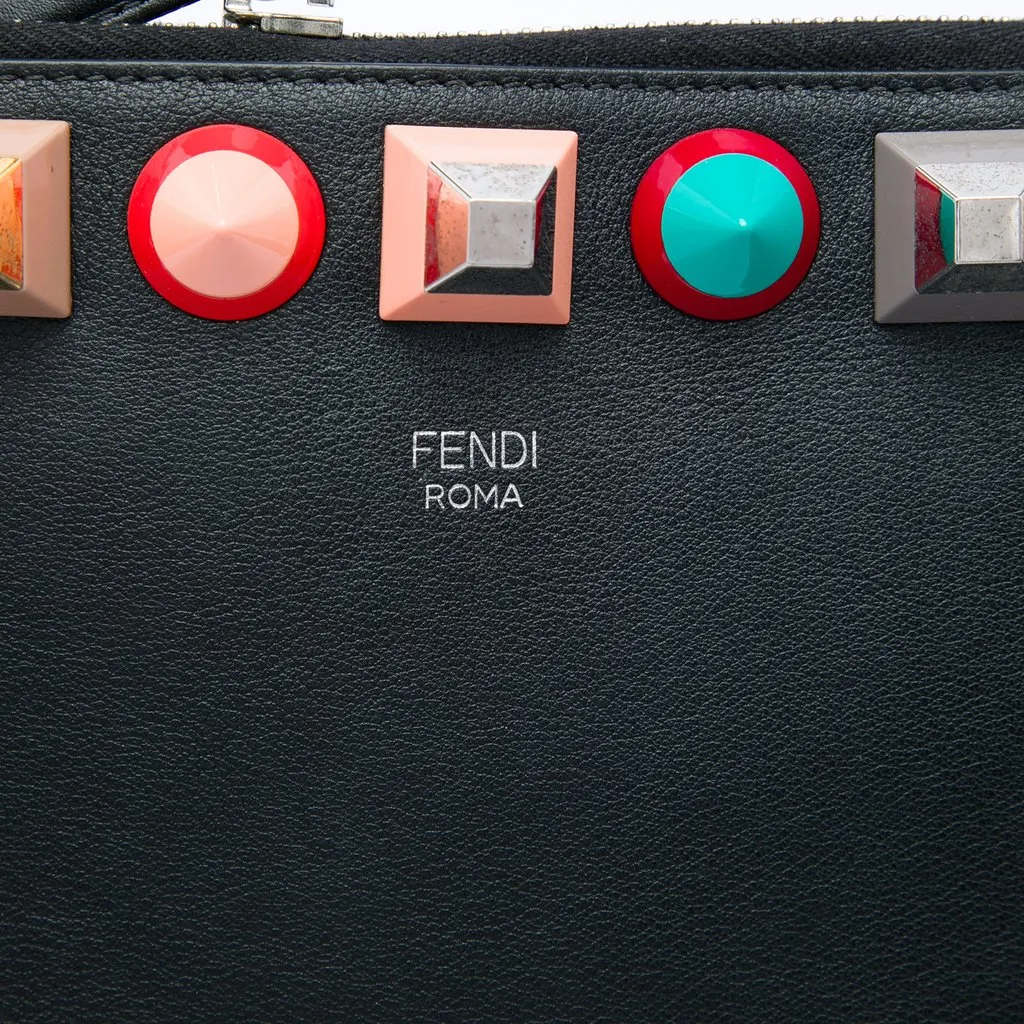 Fendi Studded Leather Clutch Black Leather Very good - Box View