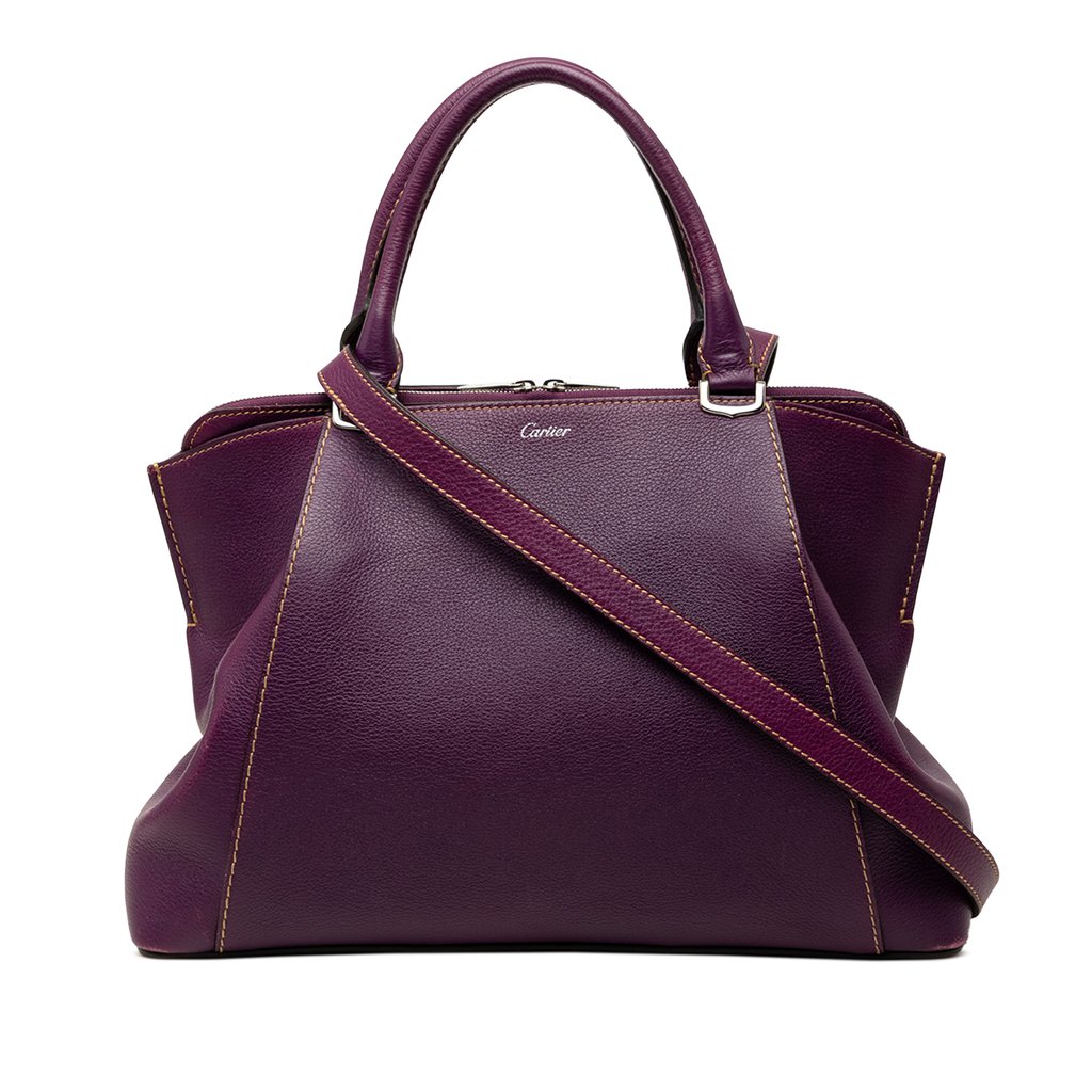 【Cartier】2wayバッグ　Cドゥ カルティエSM レザー　グレーパープル Cartier Small Leather C De Cartier Satchel Purple Large Leat
