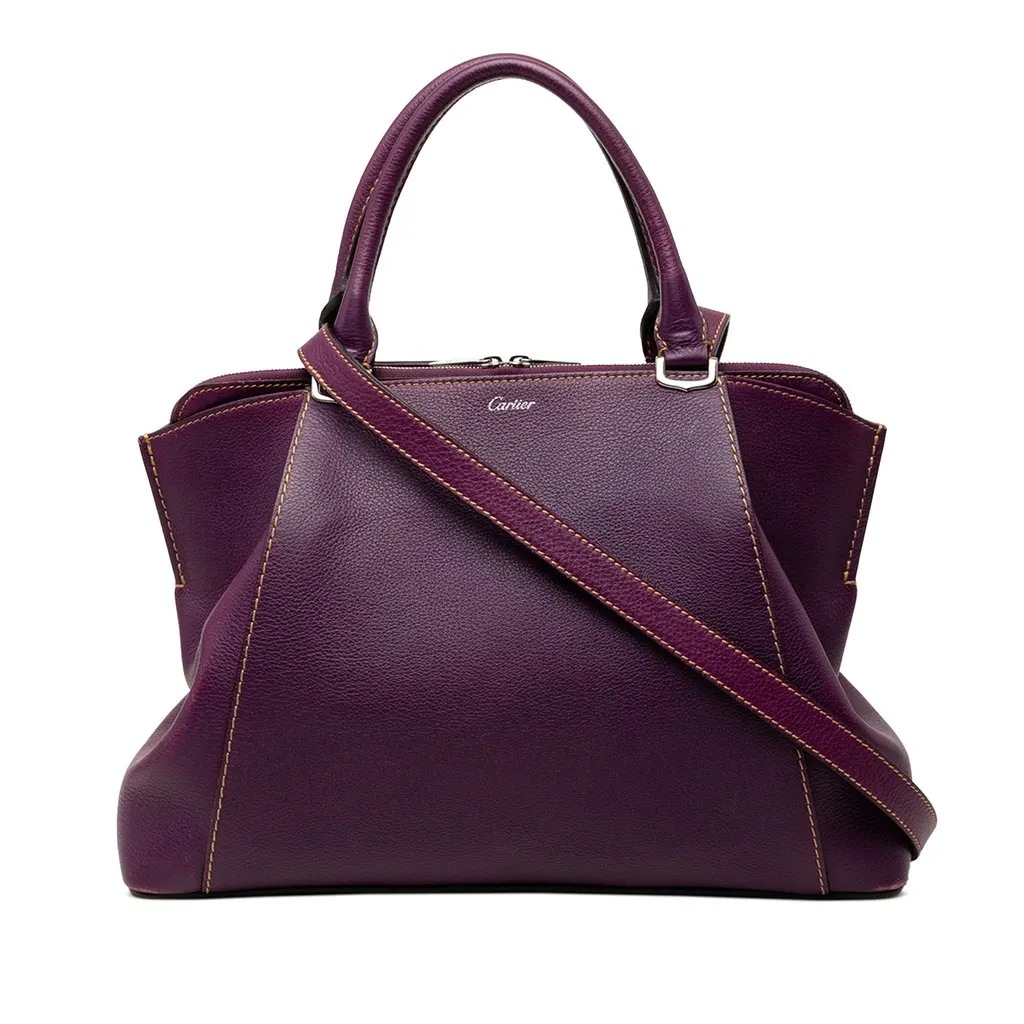 Cartier Small Leather C De Cartier Satchel Purple Leather Very good - Front View