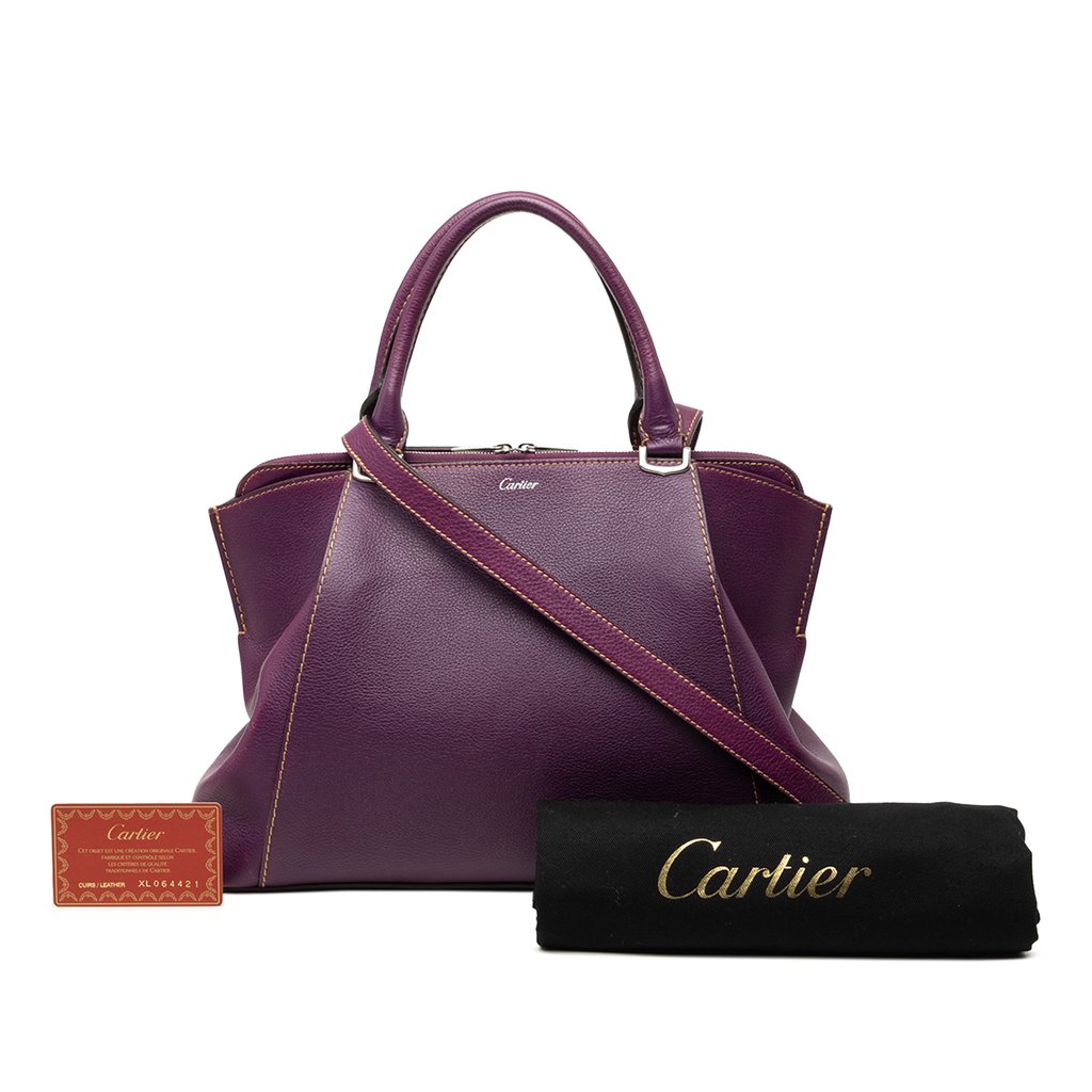 Cartier Small Leather C De Cartier Satchel Purple Large Leat