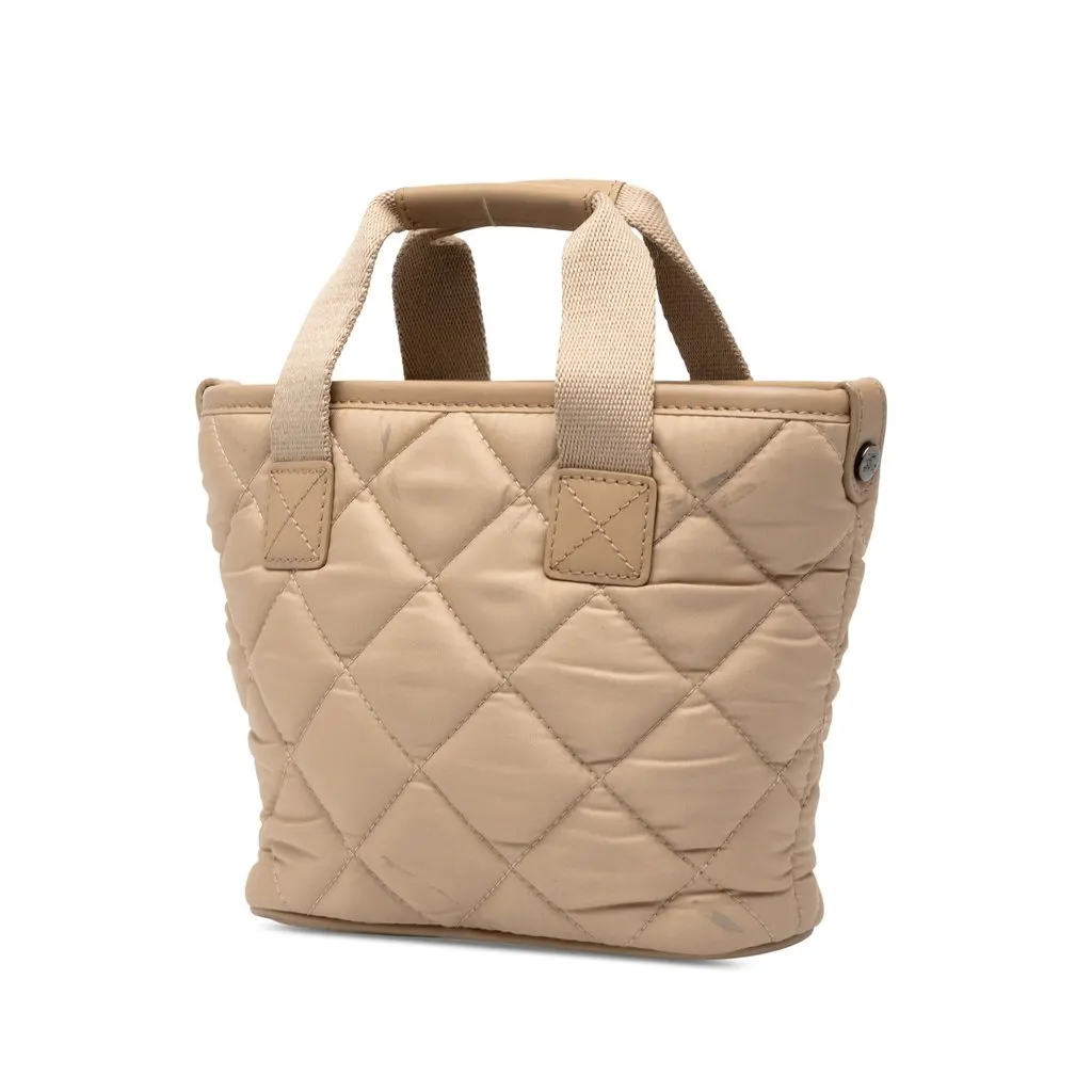 Burberry Quilted Nylon Handbag Beige Polyamide Good - Back View