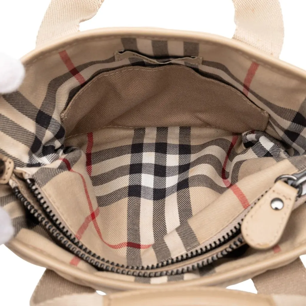 Burberry Quilted Nylon Handbag Beige Polyamide Good - Model View