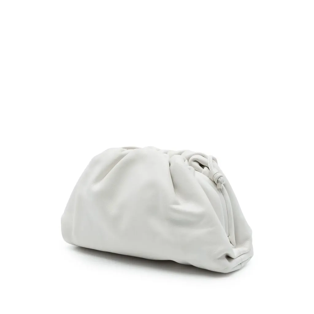 Bottega Veneta Lambskin The Mini Pouch Crossbody White Leather Very good - Back View