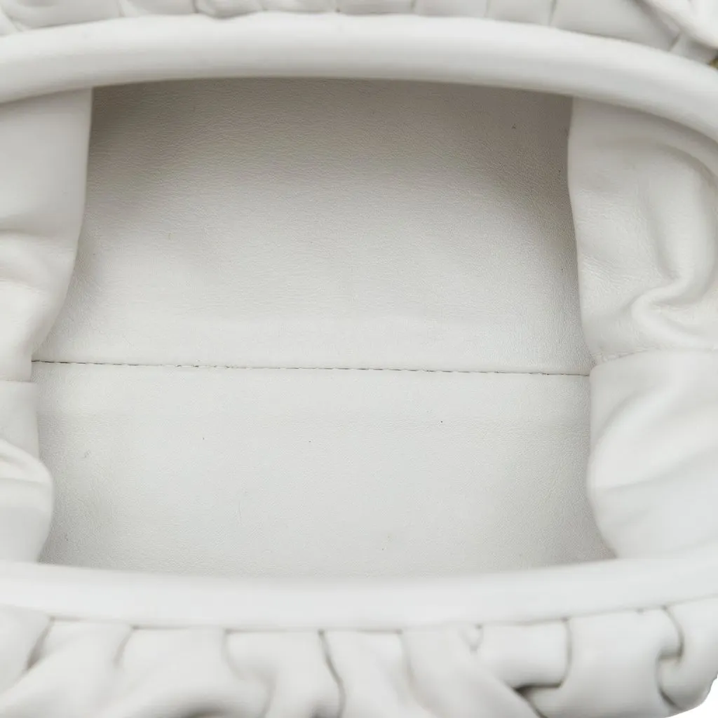 Bottega Veneta Lambskin The Mini Pouch Crossbody White Leather Very good - Model View
