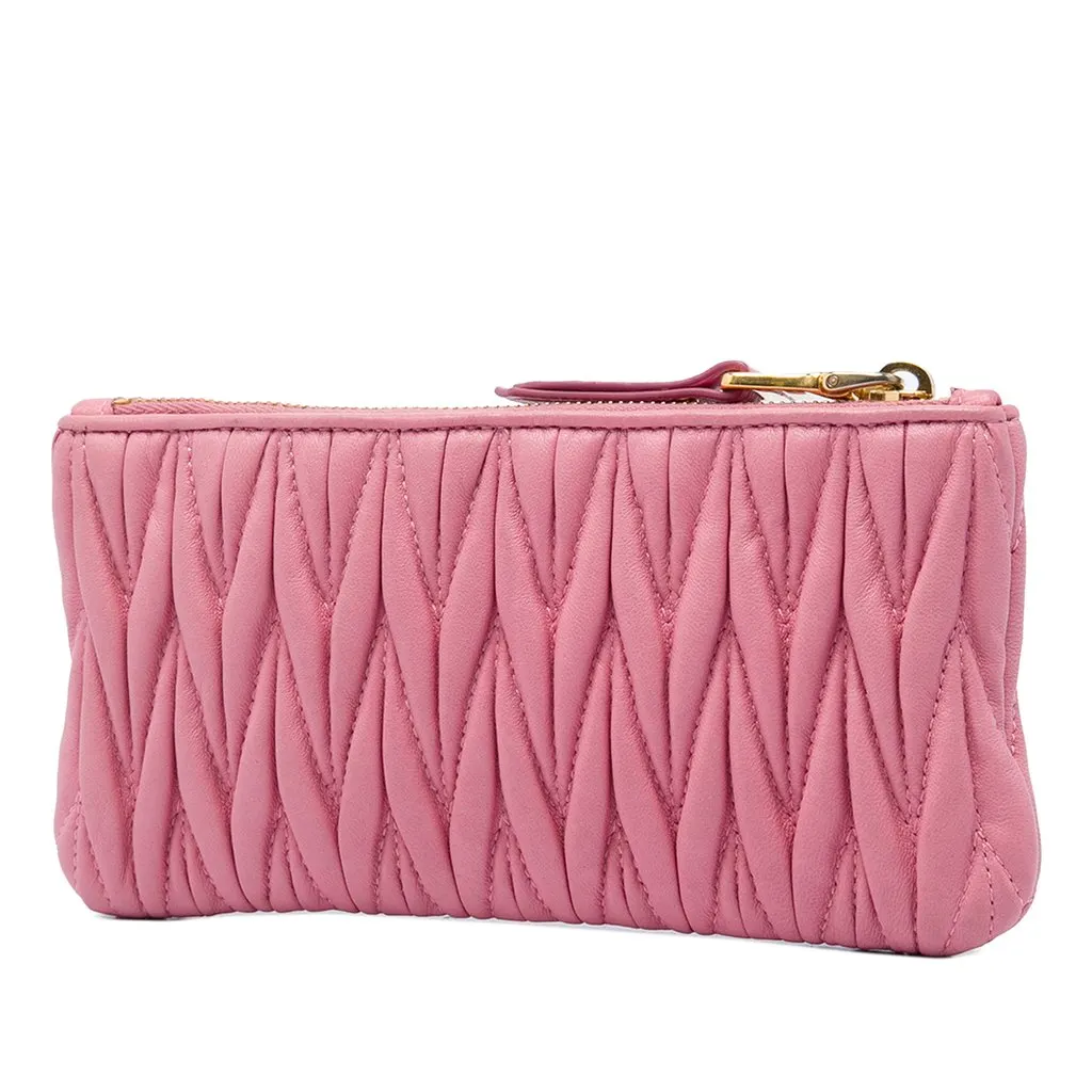 Miu Miu Matelasse Nappa Clutch Pink Leather Very good - Back View