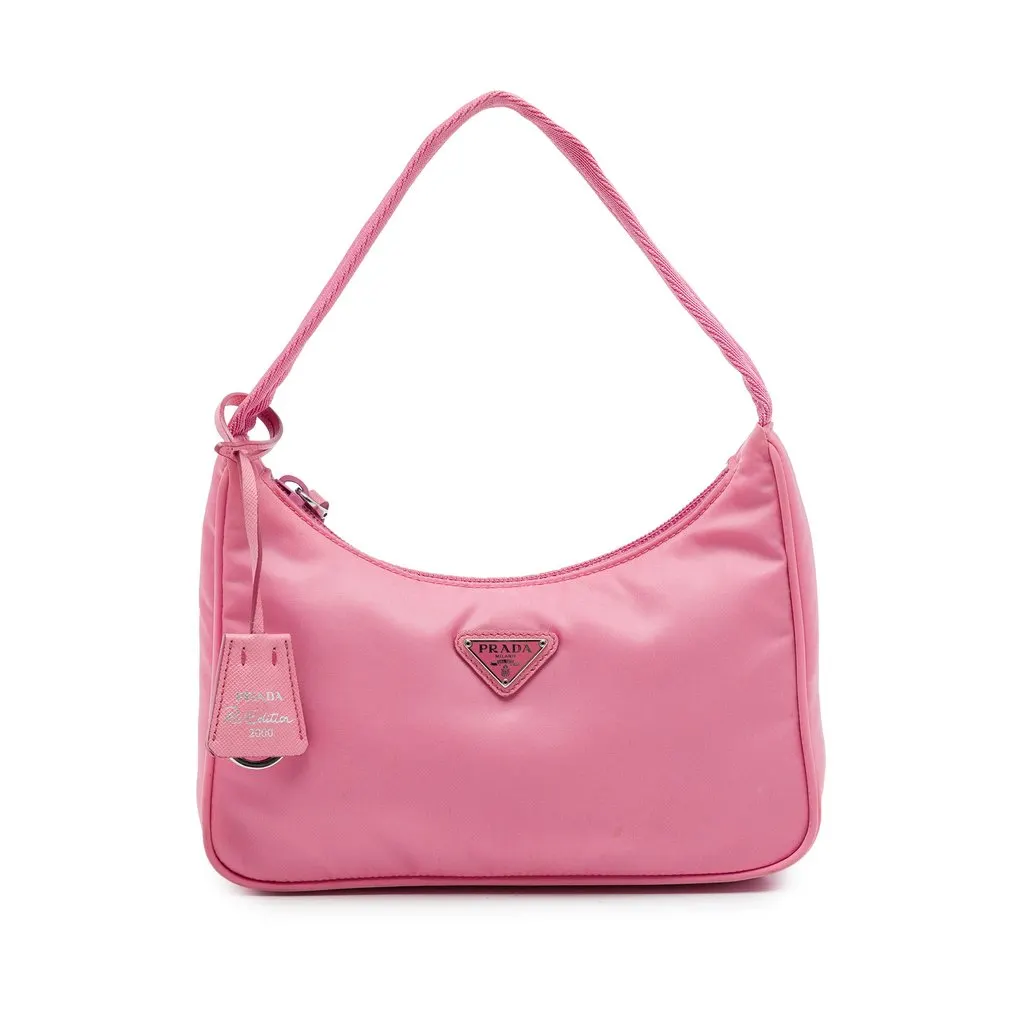 Prada Mini Tessuto Re Edition 2000 Shoulder Bag Pink Polyamide Very good - Front View