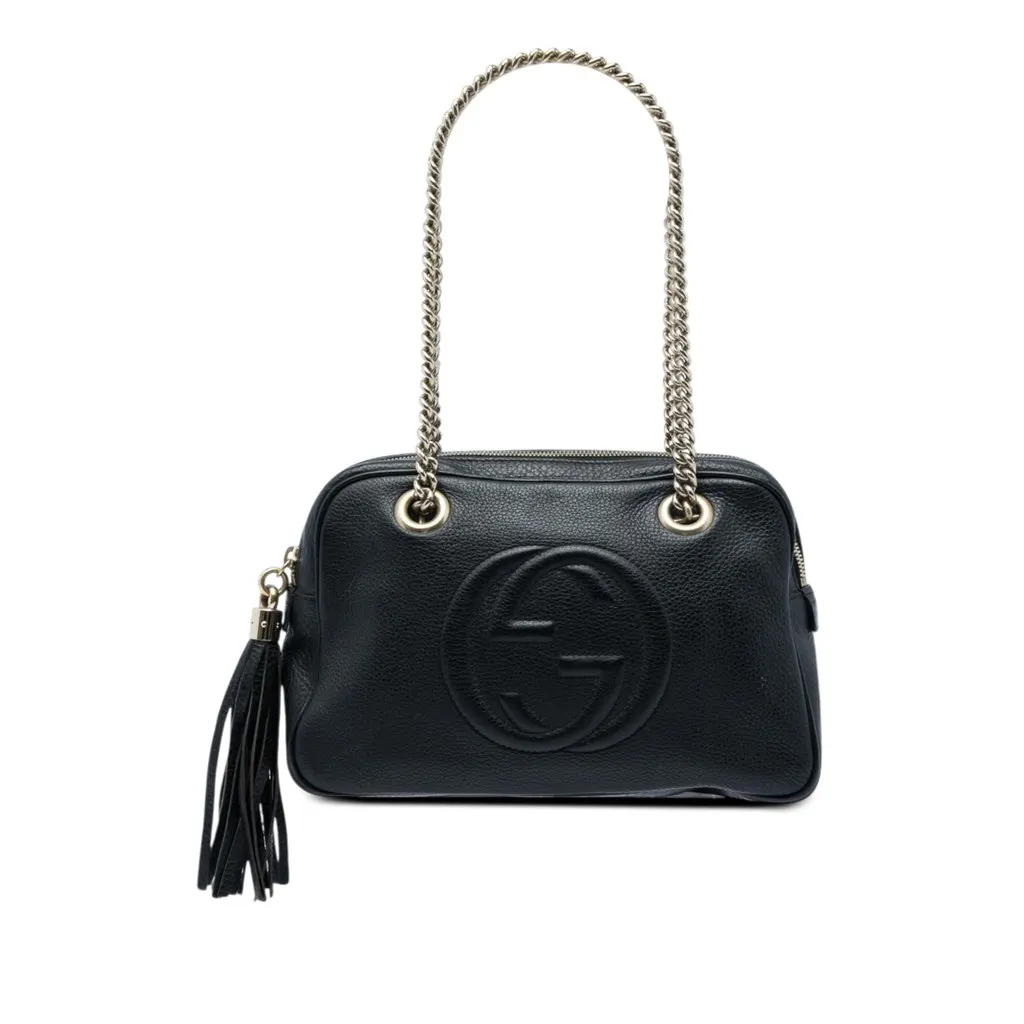 Gucci Leather Soho Chain Zip Shoulder Bag Black Leather Very good - Front View