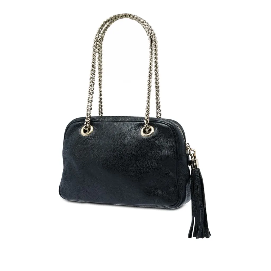Gucci Leather Soho Chain Zip Shoulder Bag Black Leather Very good - Back View