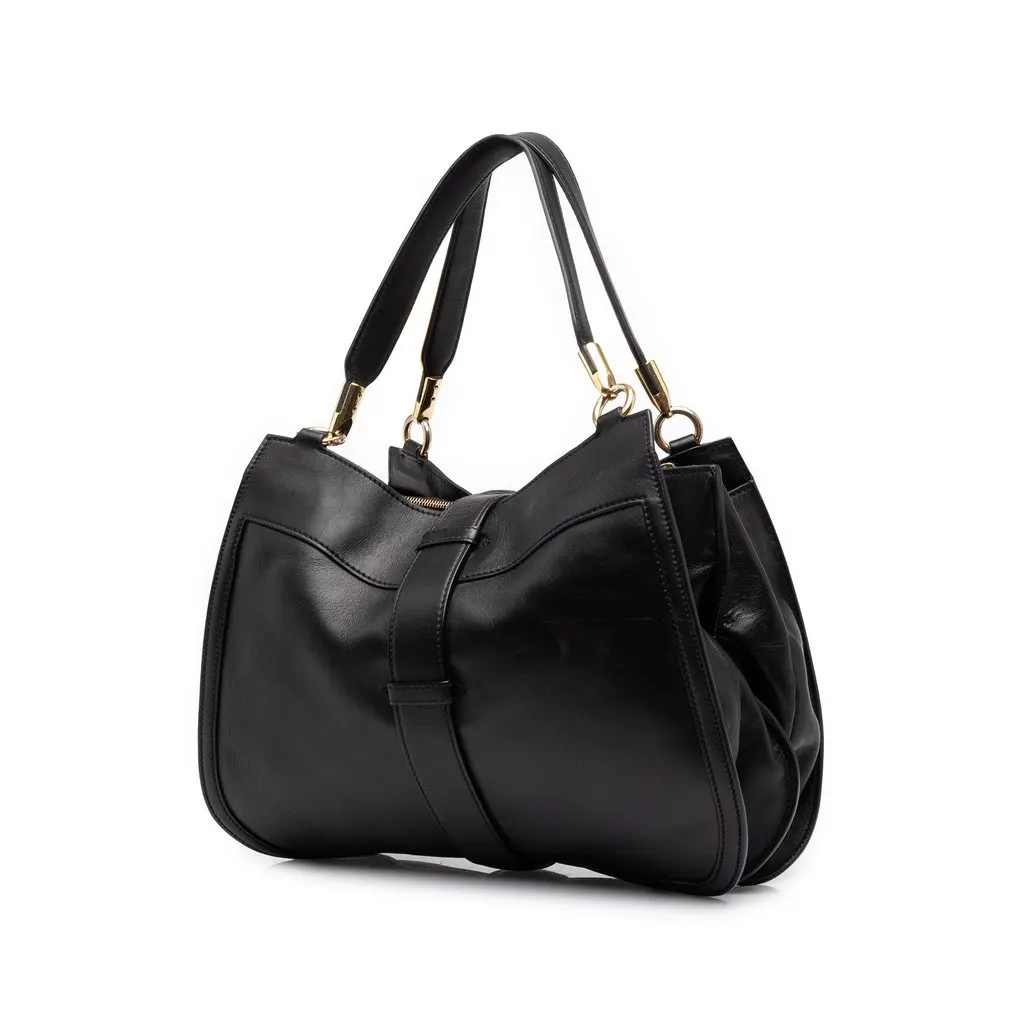 Salvatore Ferragamo Leather Enny Hobo Black Leather Good - Back View