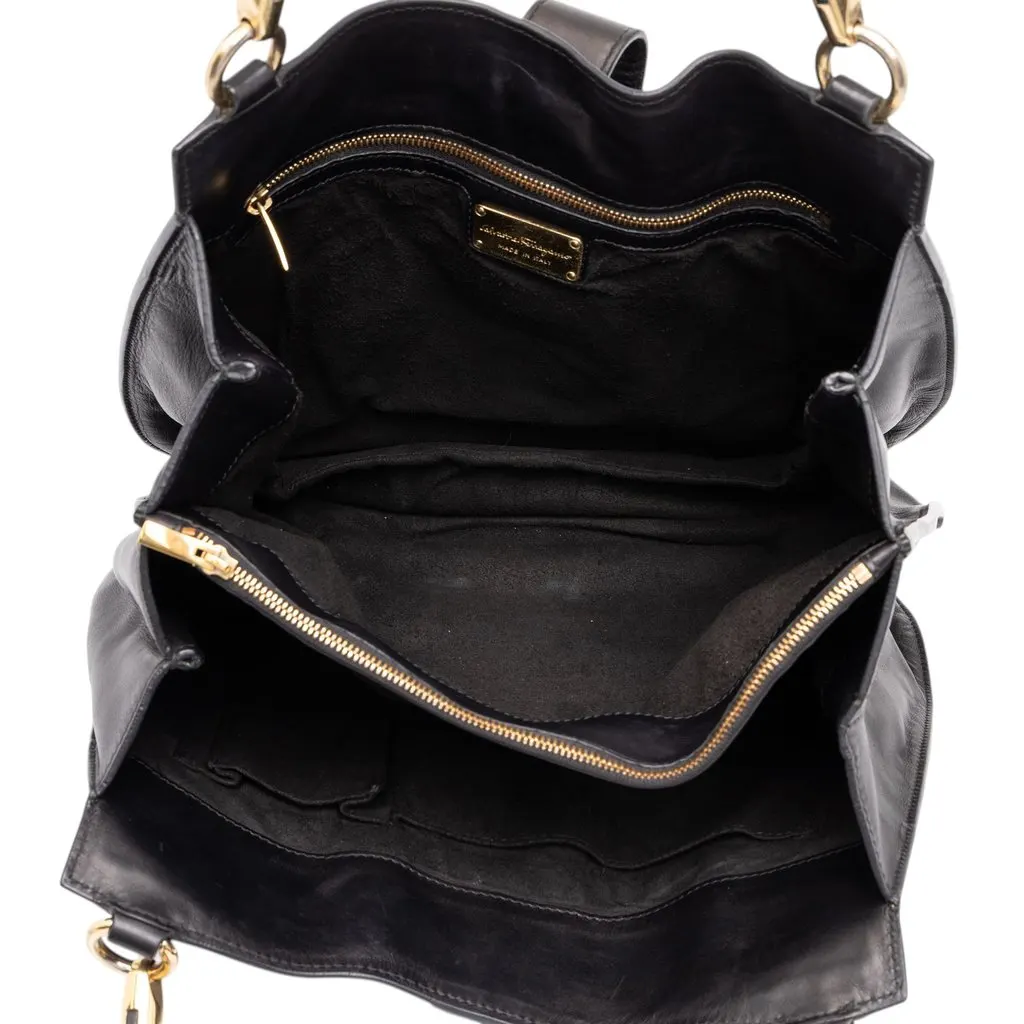 Salvatore Ferragamo Leather Enny Hobo Black Leather Good - Model View