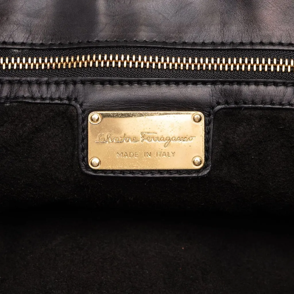 Salvatore Ferragamo Leather Enny Hobo Black Leather Good - Box View