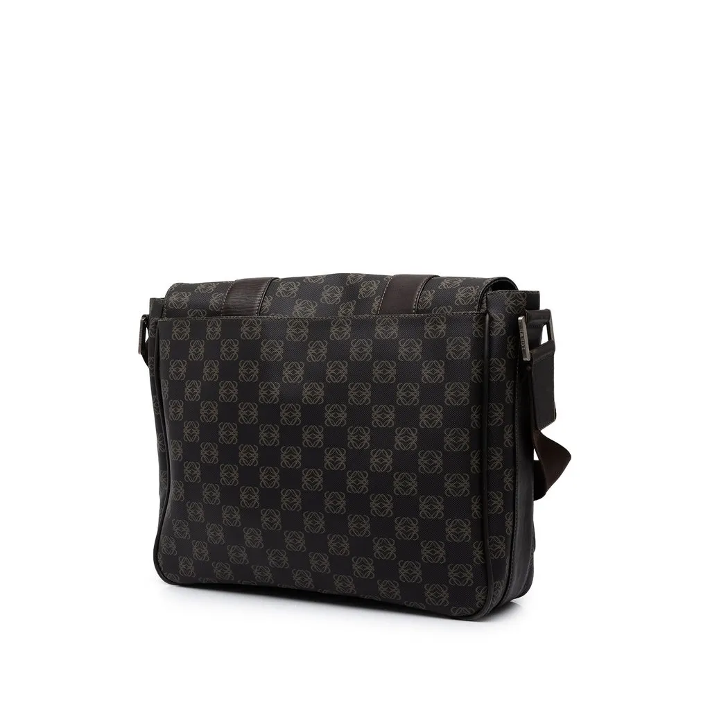 Loewe Anagram Coated Canvas Flap Messenger Bag Brown Canvas Very good - Back View
