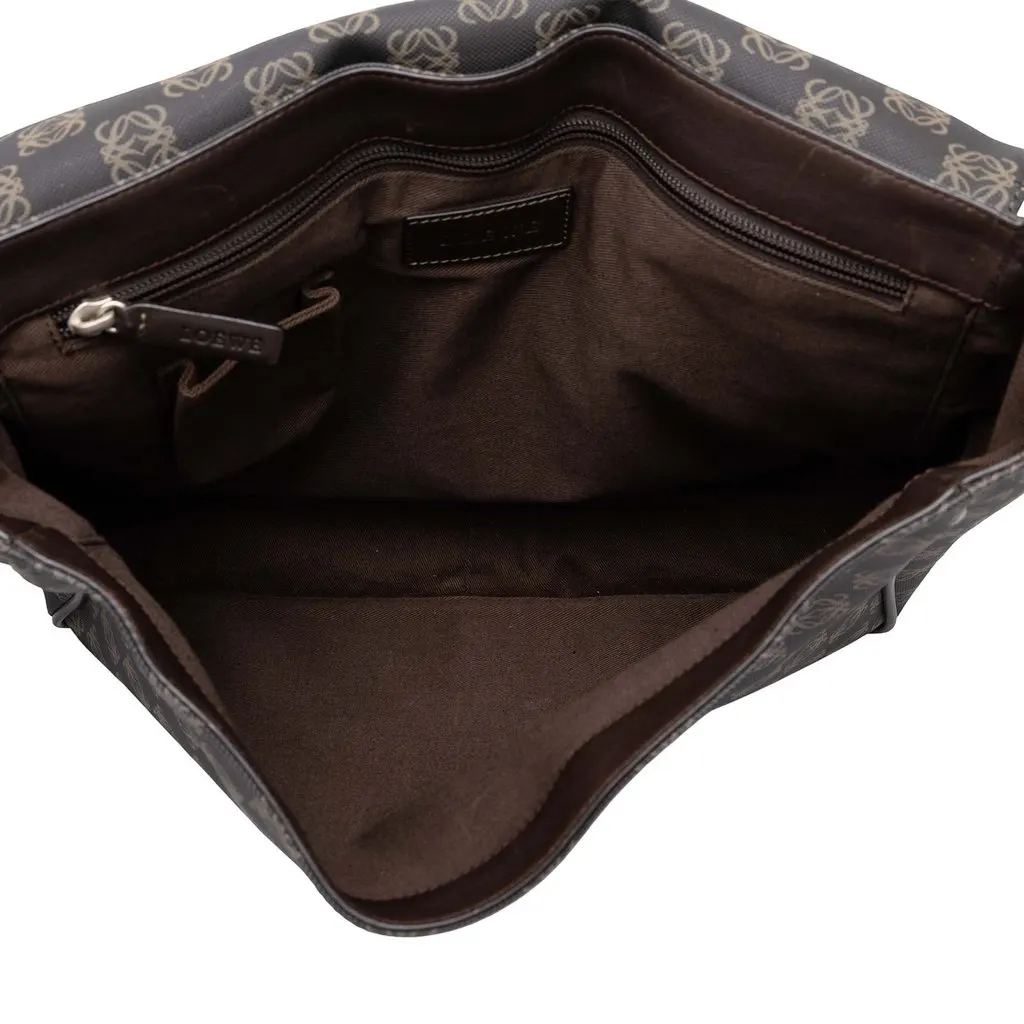 Loewe Anagram Coated Canvas Flap Messenger Bag Brown Canvas Very good - Model View