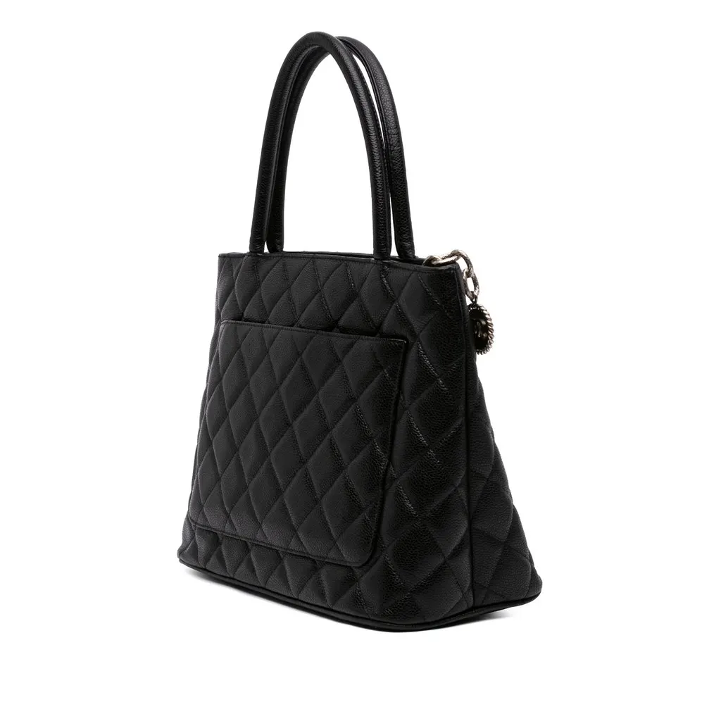Chanel Caviar Medallion Tote Black Leather Very good - Back View