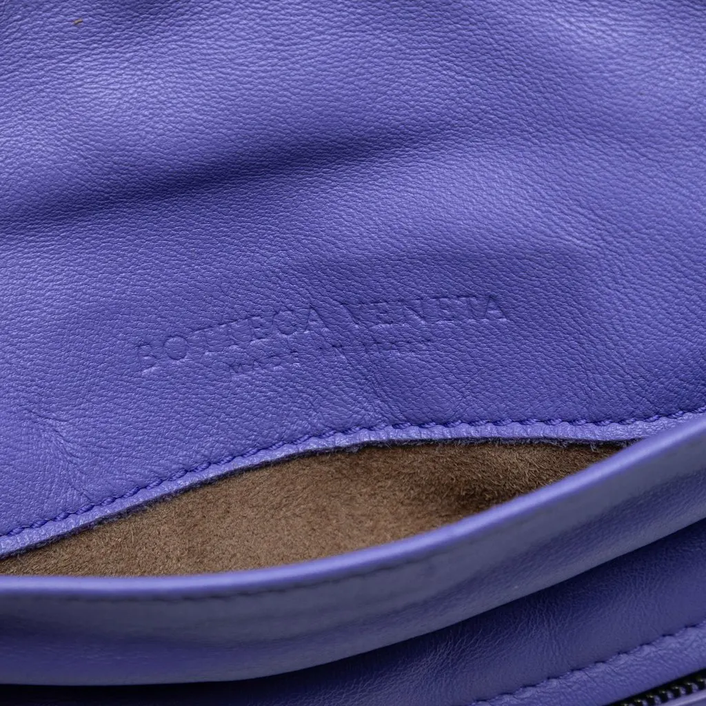 Bottega Veneta Mini Nappa Intrecciato Expandable Chain Flap Crossbody Purple Leather Very good - Box View