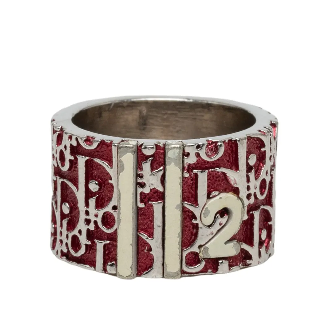 Dior Trotter Brass and Enamel Band Ring Silver Brass Very good - Front View