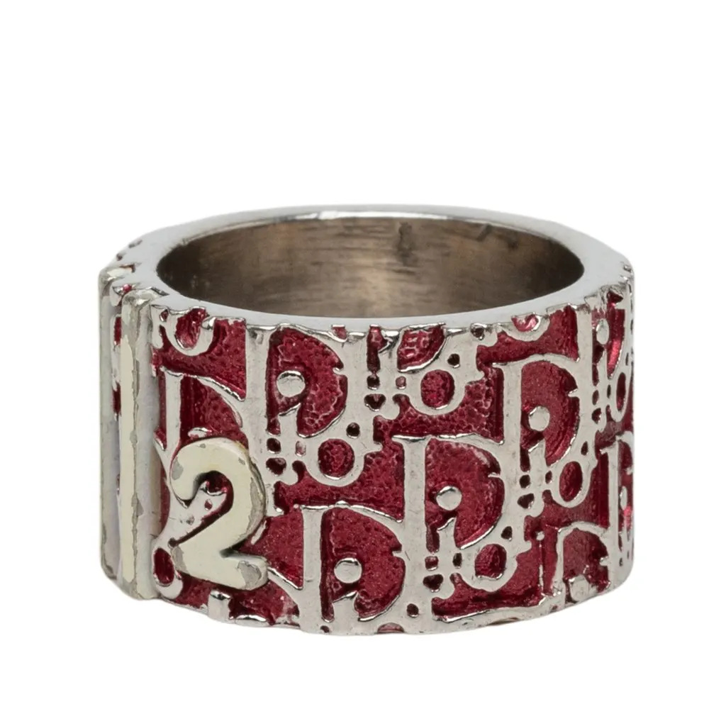 Dior Trotter Brass and Enamel Band Ring Silver Brass Very good - Back View