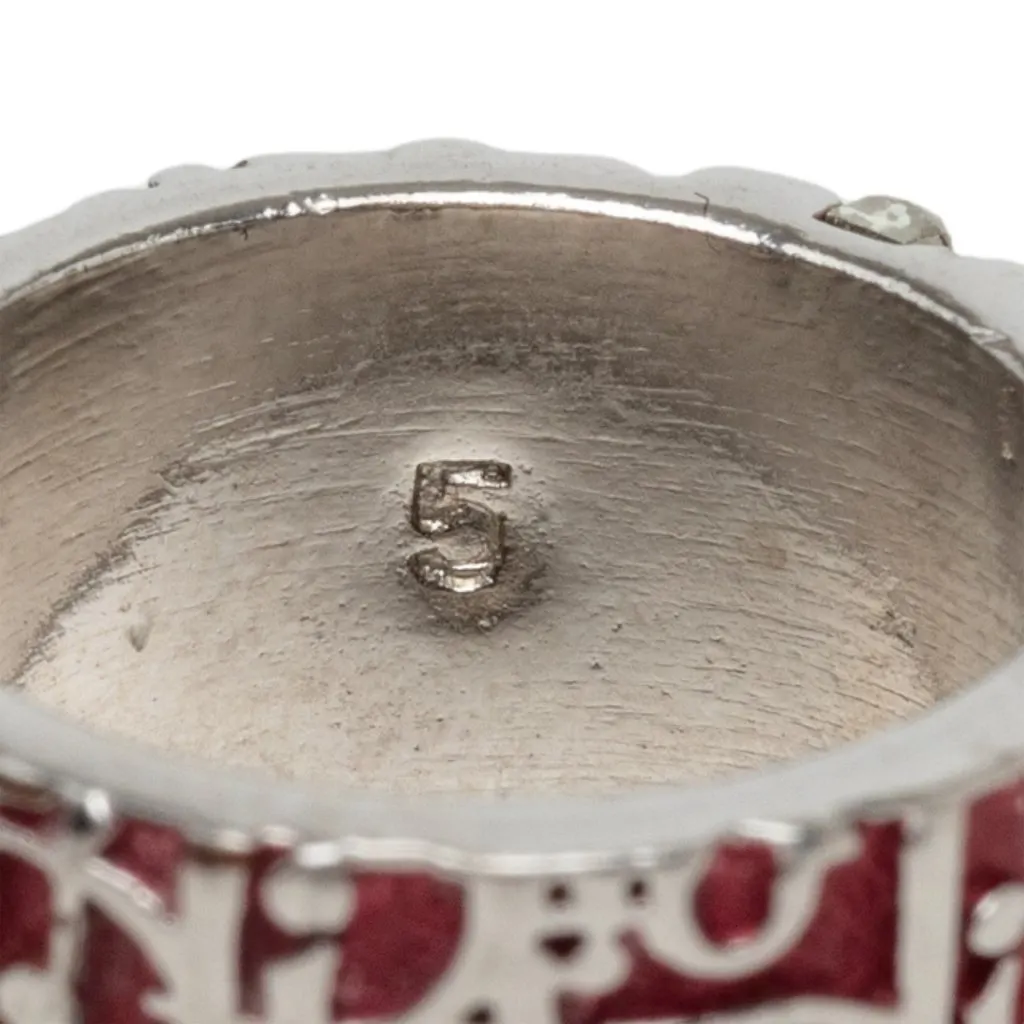 Dior Trotter Brass and Enamel Band Ring Silver Brass Very good - Model View