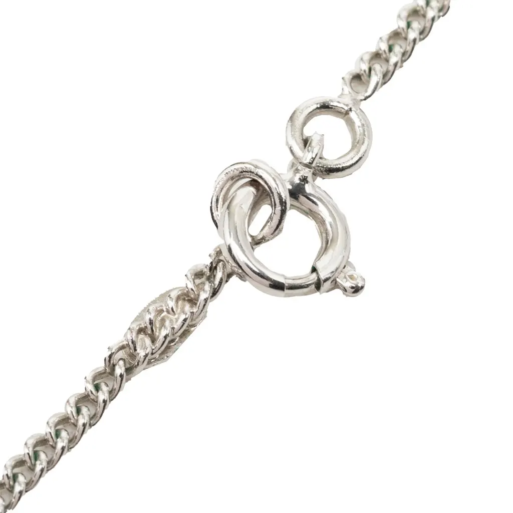 Chanel CC Brass and Enamel Pendant Necklace Silver Metal Very good - Model View