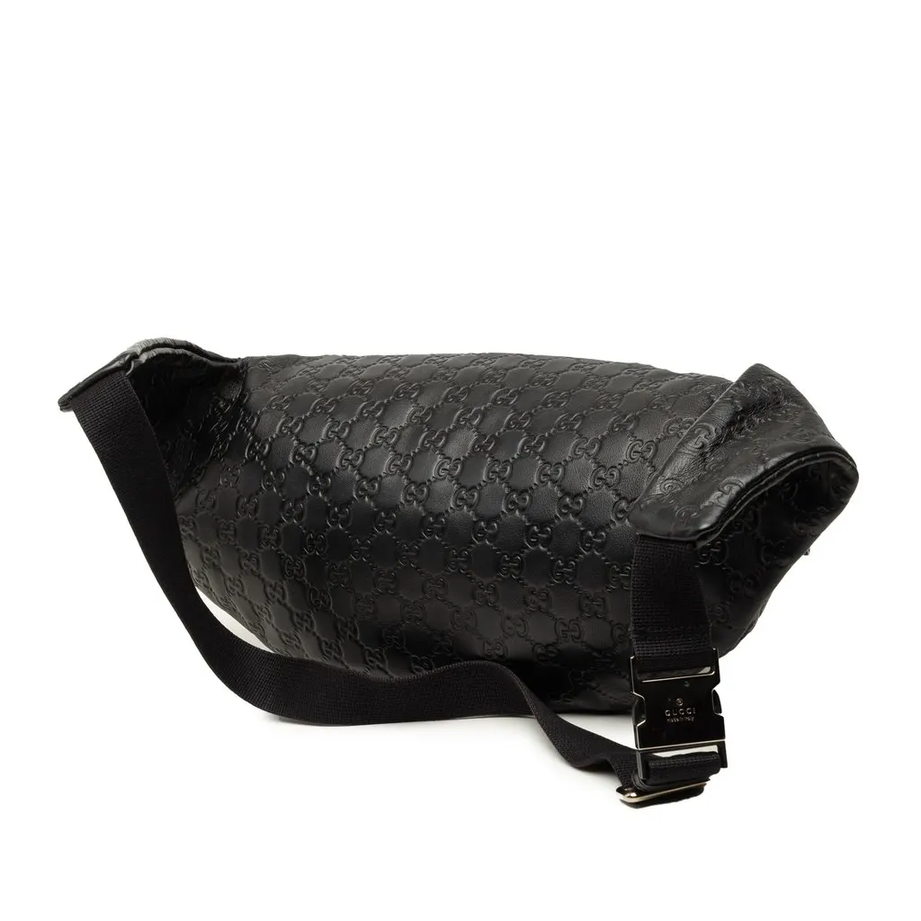 Gucci Guccissima Web Belt Bag Black Leather Very good - Back View