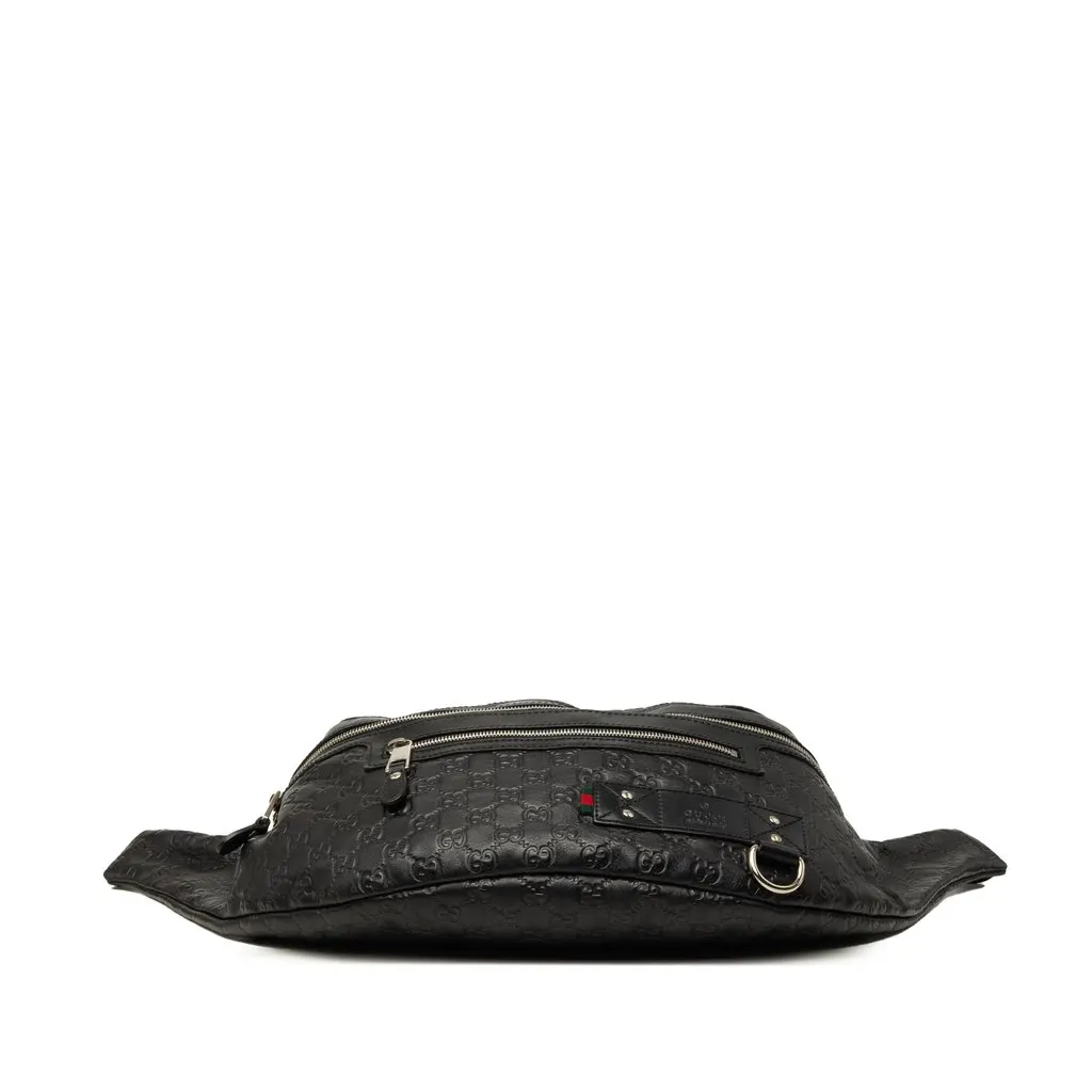 Gucci Guccissima Web Belt Bag Black Leather Very good - Inside View