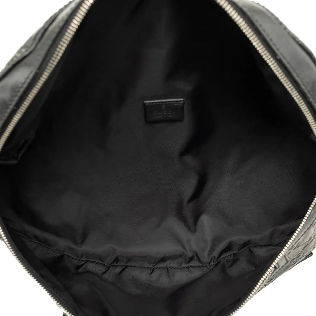 Gucci Guccissima Web Belt Bag Black Leather Very good - Model View