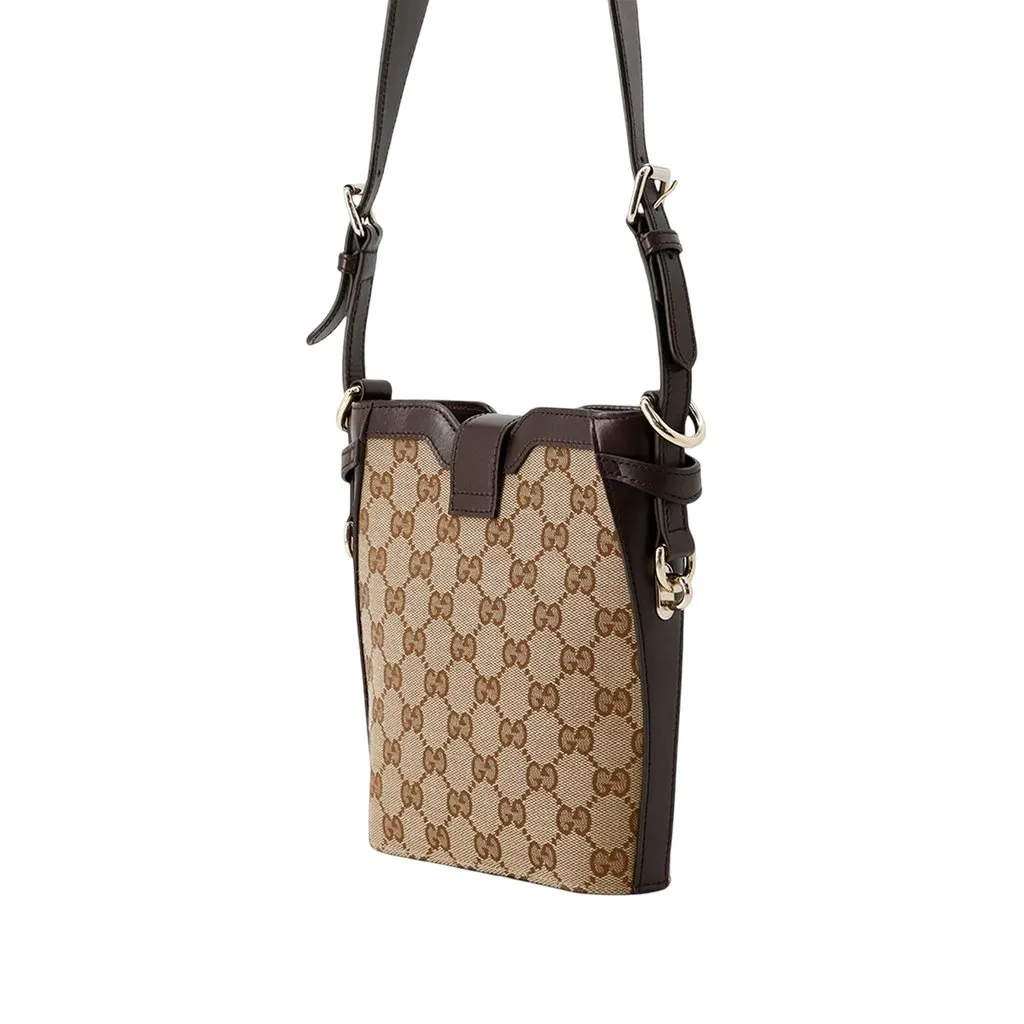 Gucci Mini GG Canvas Web Bucket Bag Beige Very good - Back View