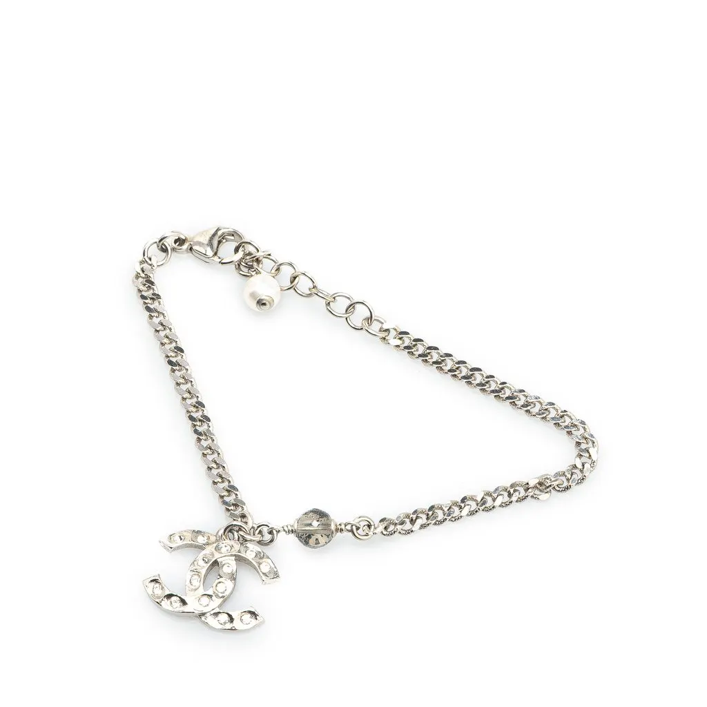 Chanel Silver CC Rhinestones Charms Bracelet Silver Metal Very good - Back View