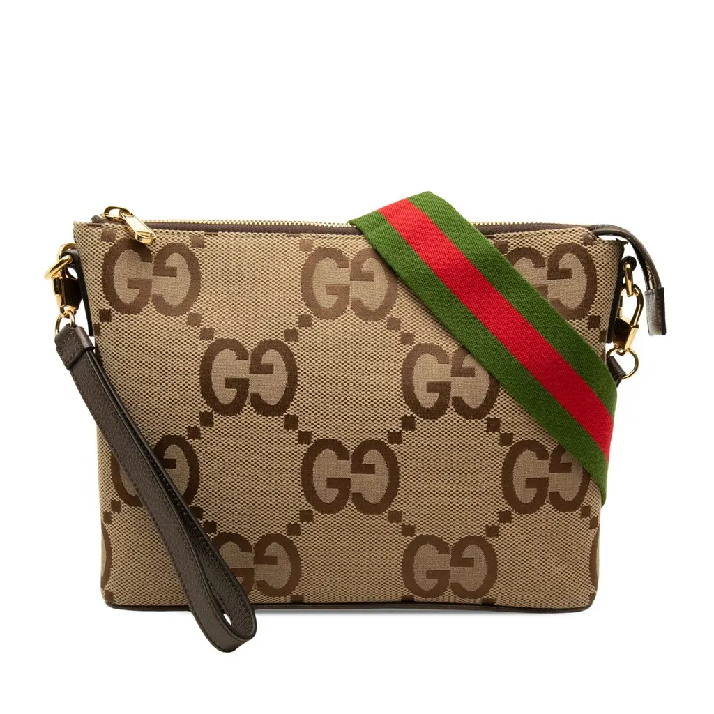 Gucci Jumbo GG Canvas Web Crossbody Beige Canvas Very good - Front View