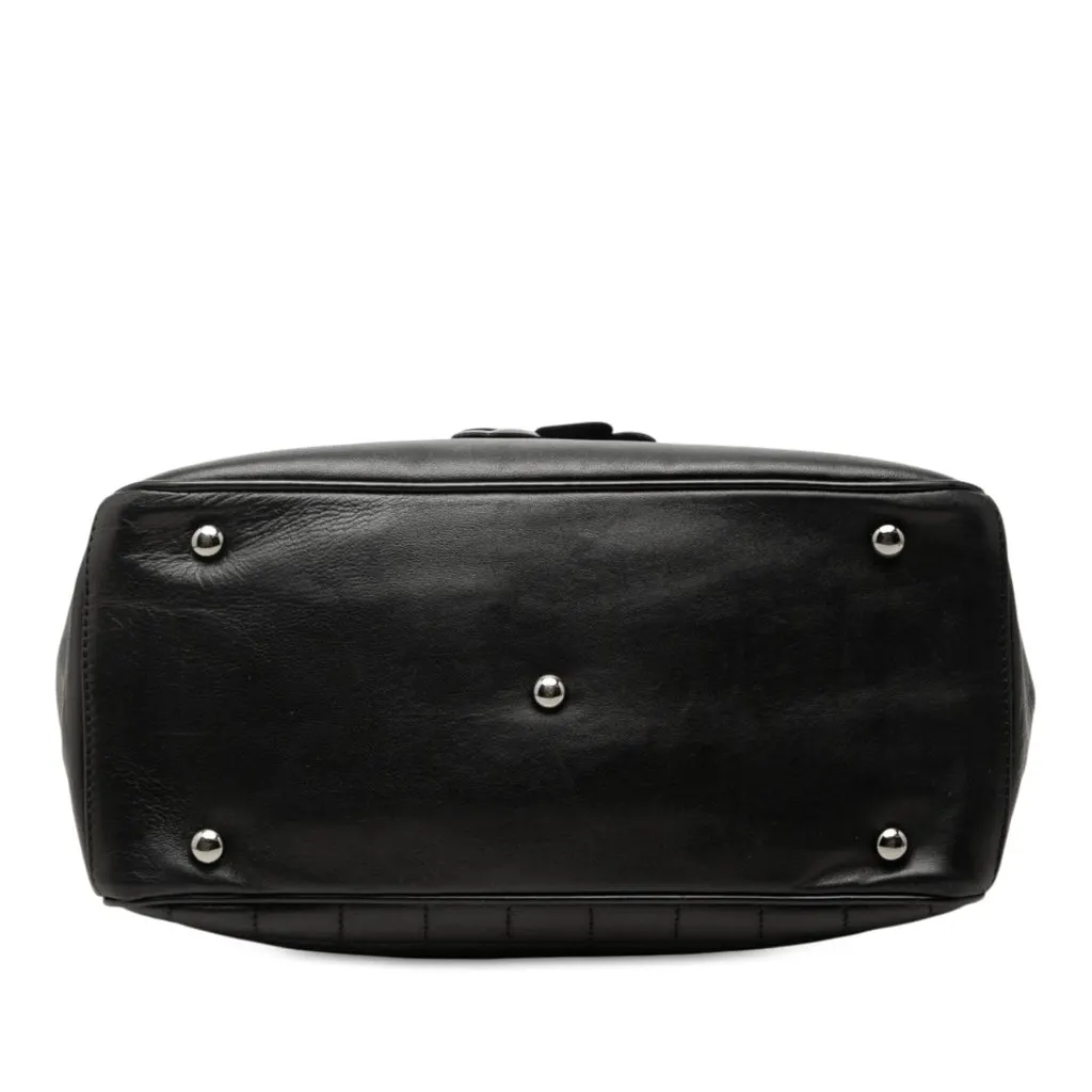 Chanel CC Choco Bar Lambskin Camellia No 5 Tote Black Leather Very good - Inside View