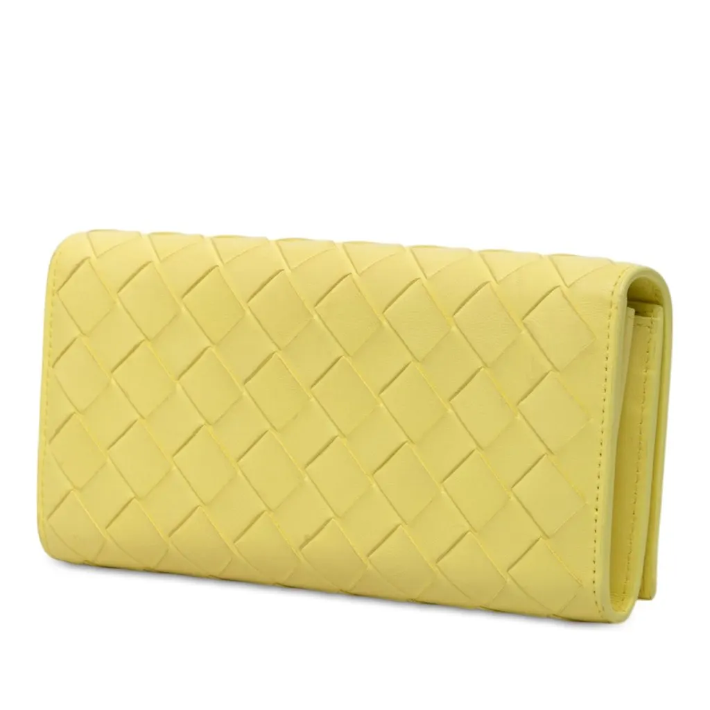 Bottega Veneta Nappa Intrecciato Continental Flap Wallet Yellow Leather Very good - Back View