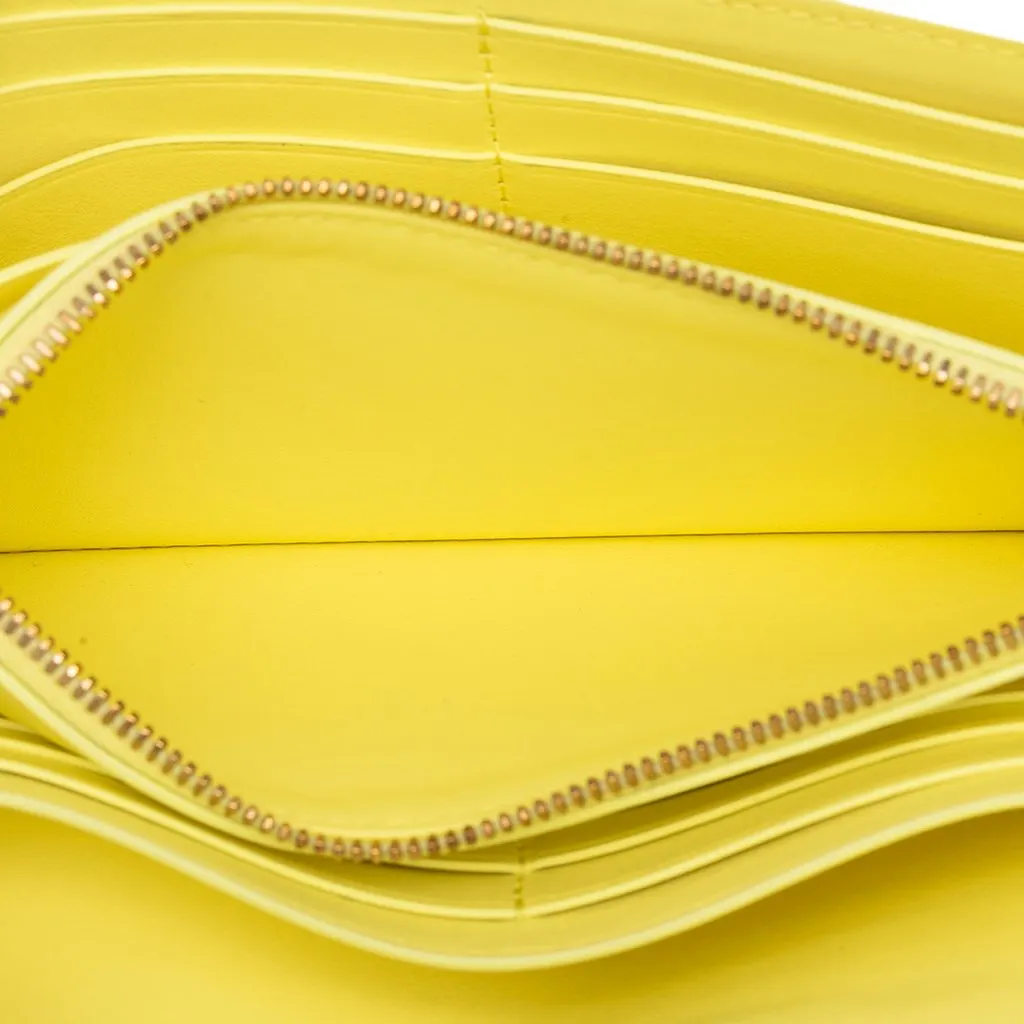 Bottega Veneta Nappa Intrecciato Continental Flap Wallet Yellow Leather Very good - Model View