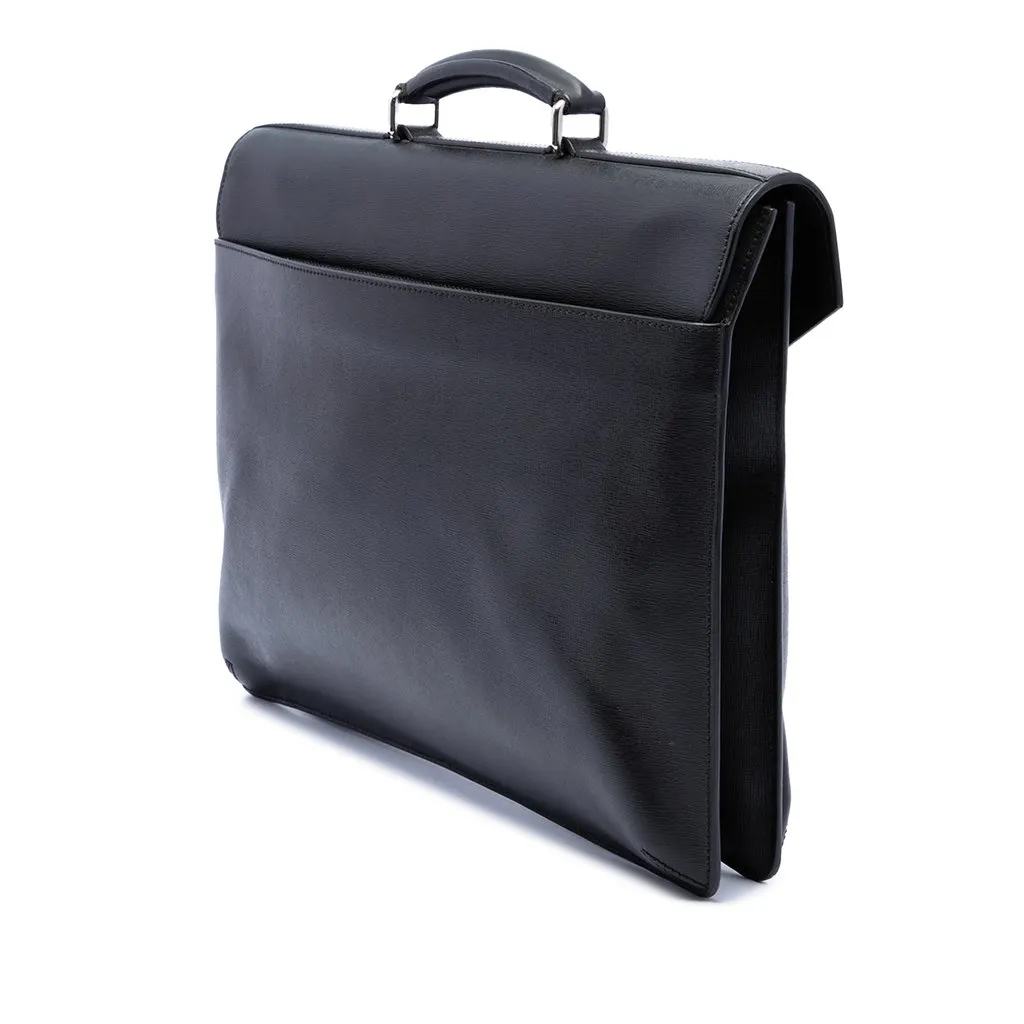 Fendi Leather Envelope Briefcase Black Leather Good - Back View