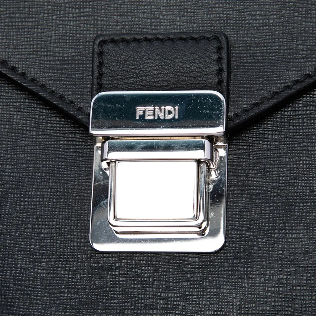 Fendi Leather Envelope Briefcase Black Leather Good - Box View