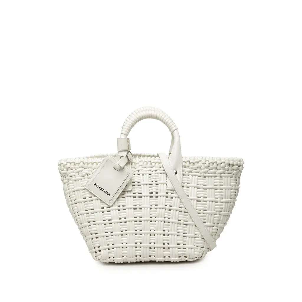 Balenciaga Faux Leather Bistro Panier XS White Very good - Front View