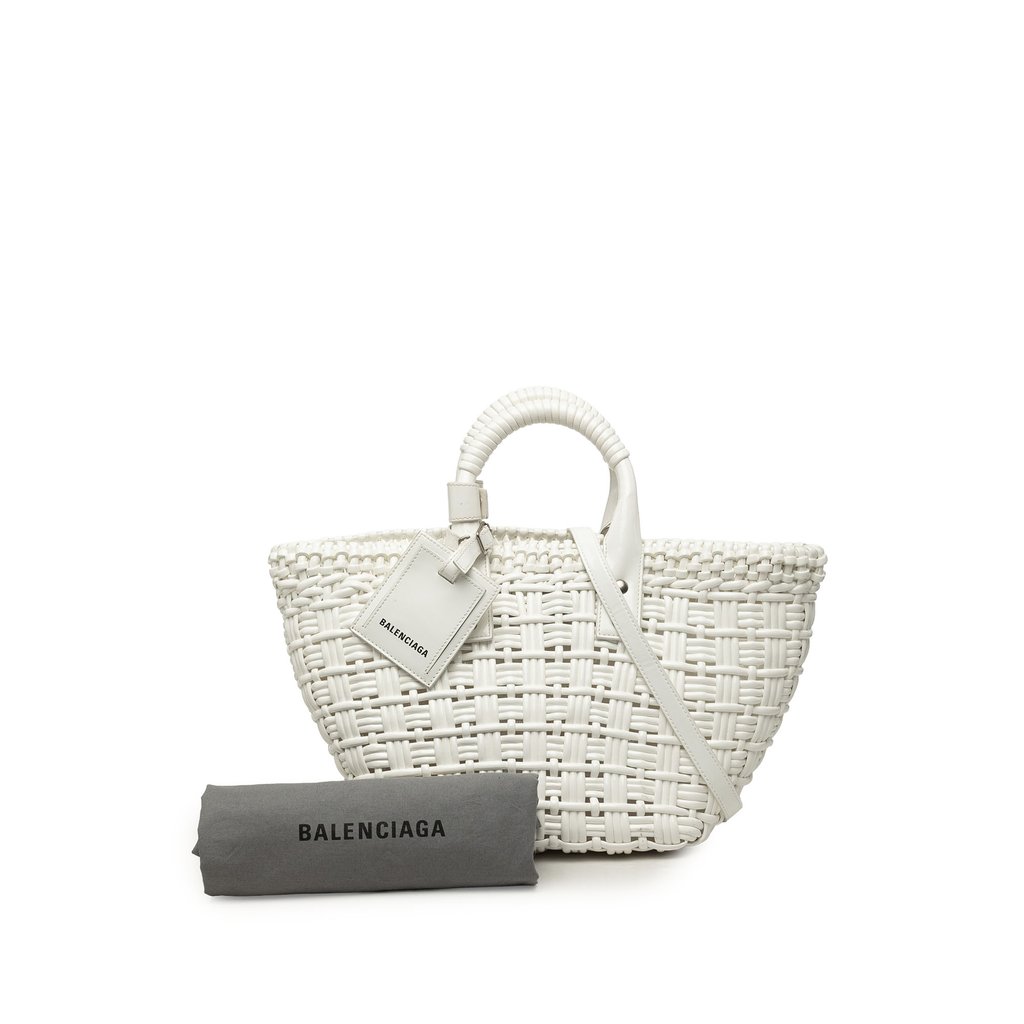 Balenciaga Faux Leather Bistro Panier XS White Medium