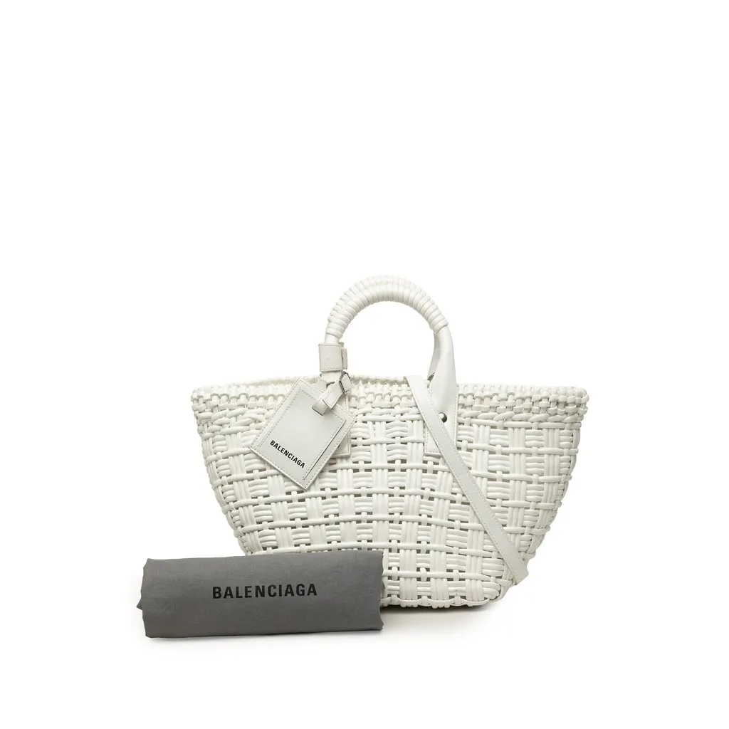 Balenciaga Faux Leather Bistro Panier XS White Medium