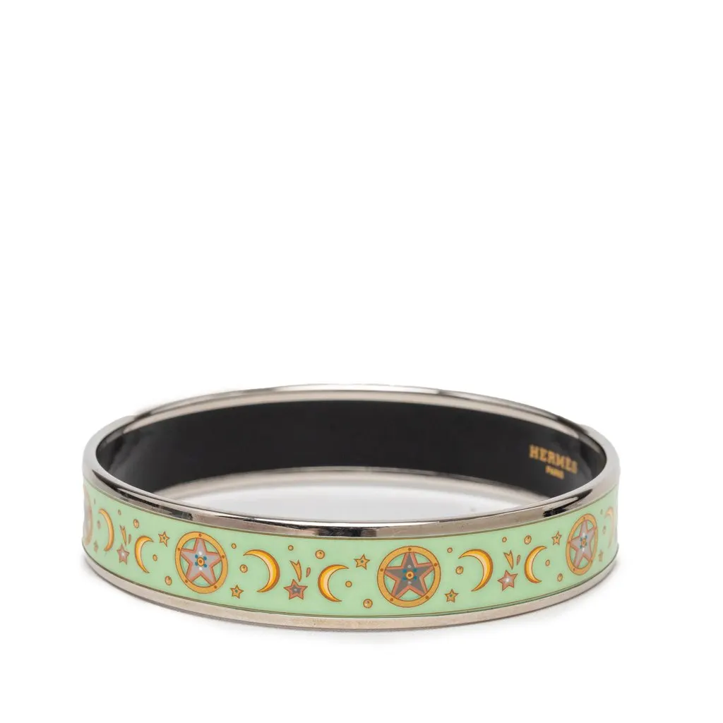 Hermès Narrow Enamel Moon and Stars Bangle 70 Green Very good - Back View