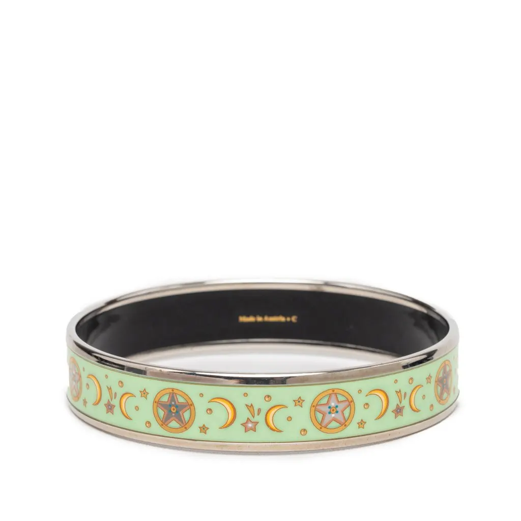 Hermès Narrow Enamel Moon and Stars Bangle 70 Green Very good - Inside View