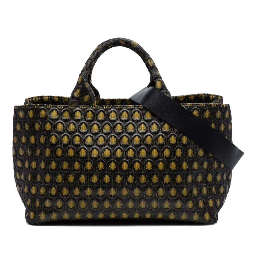 Prada Tessuto Broccato Canapa Tote Gold Polyamide Very good - Front View