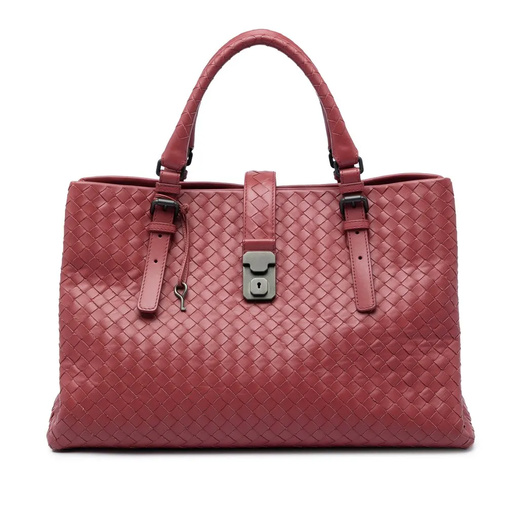 Bottega Veneta Medium Nappa Intrecciato Roma Tote Red Leather Very good - Front View