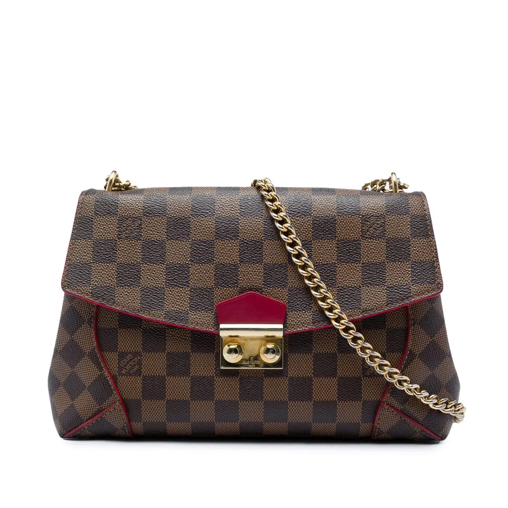 Louis Vuitton Damier Ebene Caissa Clutch Brown Canvas Good - Front View