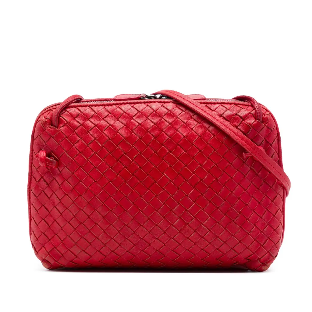 Bottega Veneta Nappa Intrecciato Nodini Crossbody Red Leather Very good - Front View