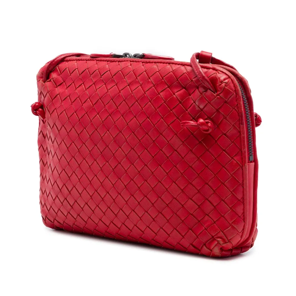 Bottega Veneta Nappa Intrecciato Nodini Crossbody Red Leather Very good - Back View