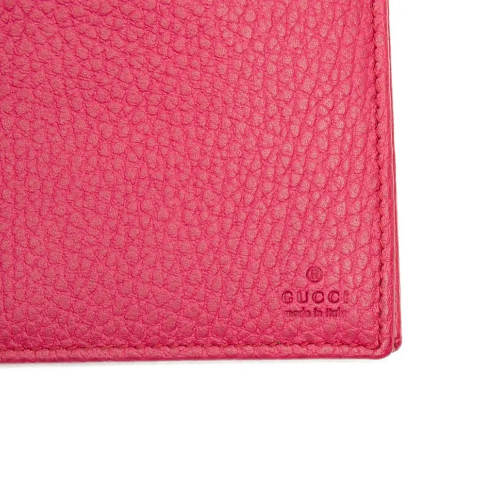 Gucci Dollar Calfskin Swing Wallet On Strap Pink Leather Very good - Box View