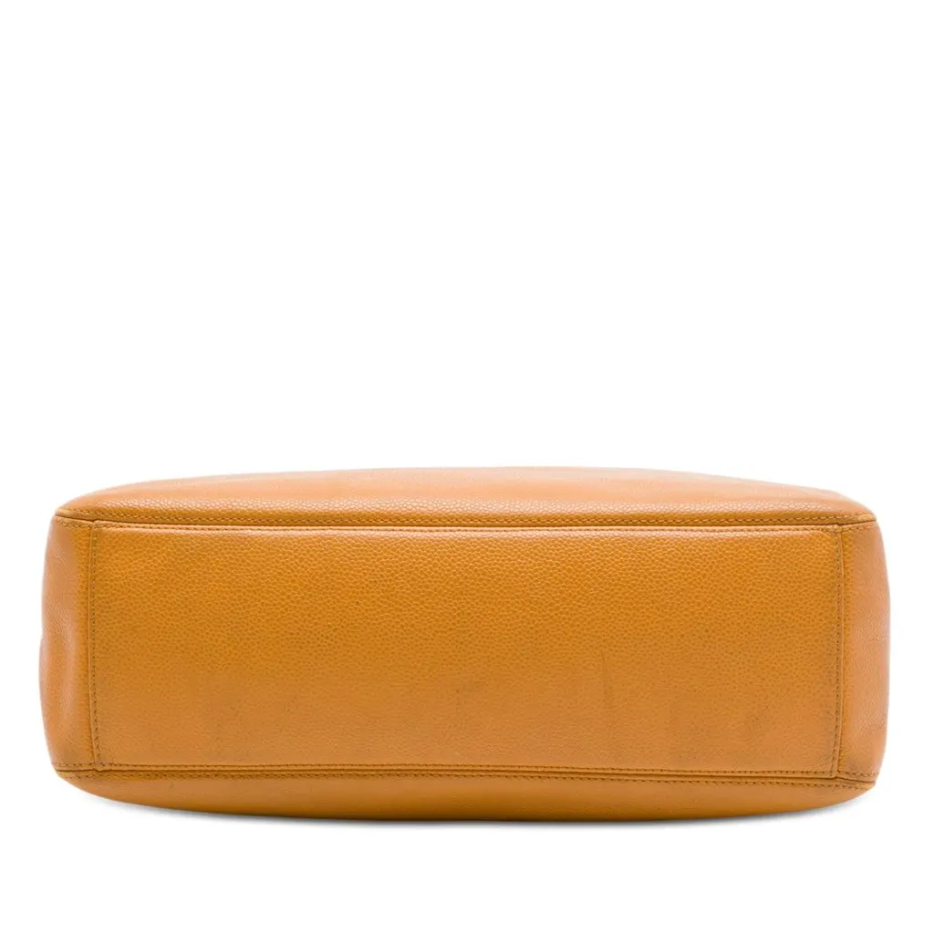 Chanel CC Caviar Wood Top Handle Tote Yellow Leather Very good - Inside View
