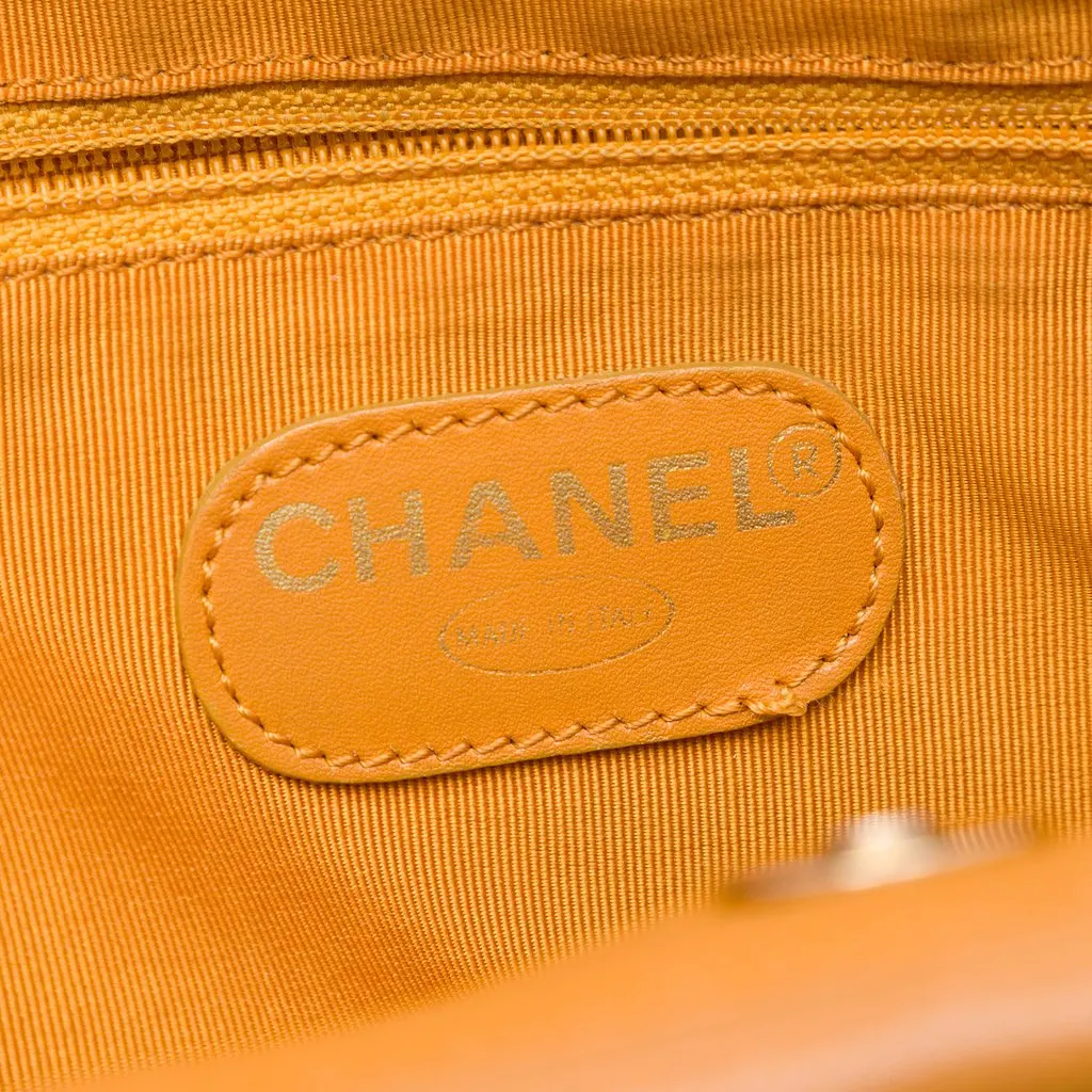 Chanel CC Caviar Wood Top Handle Tote Yellow Leather Very good - Box View